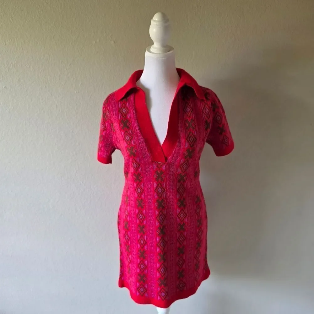 Free People Kitt Mini Dress In Berry Combo Size XS